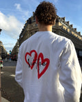 Pull Double Cœurs Blanc